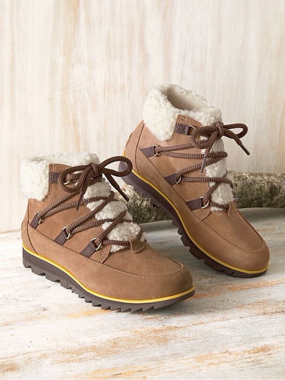 Sorel Harlow Lace Cozy Boots Brown Faux Fur Size 7.5